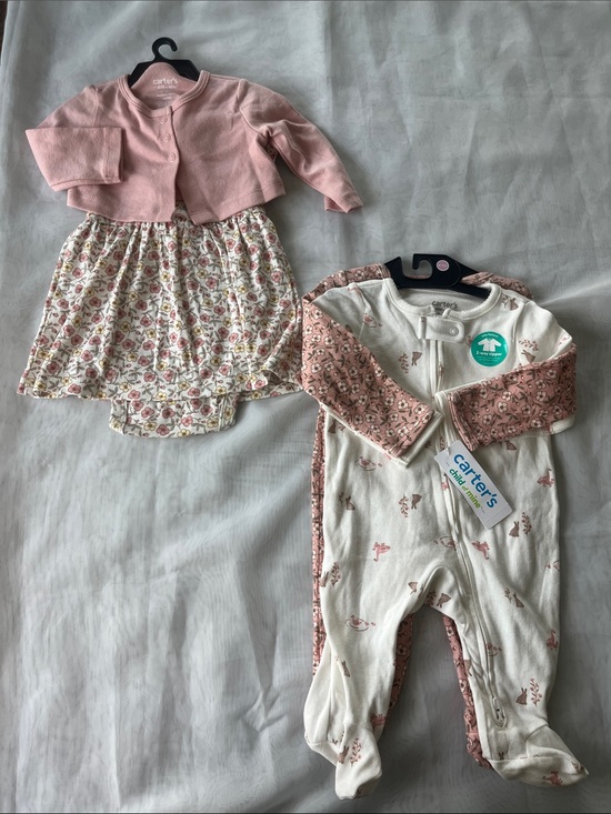 Carter's Other - Carter's Pink Floral Dress with Coordinating Cream & Pink Sleepers